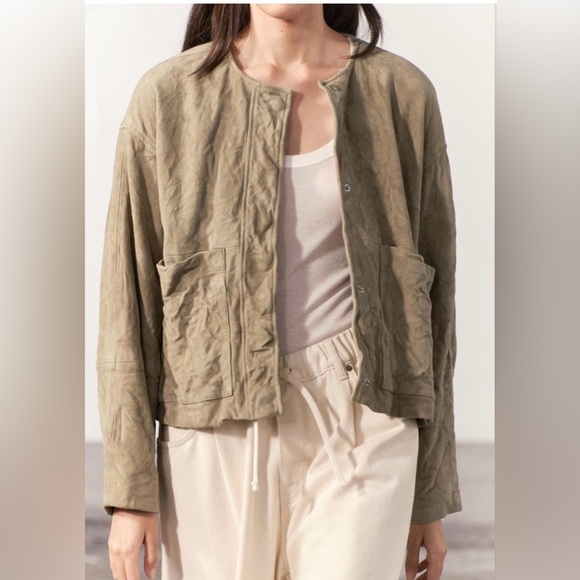 NWOT Zara ZW Collection 100% Suede Leather Jacket - Picture 5 of 12